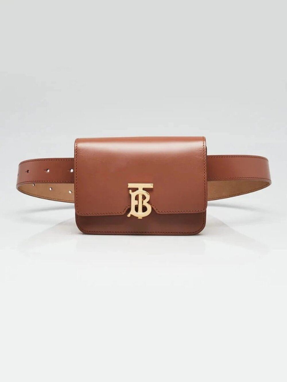 Burberry Brown Leather TB Monogram Belt Bag